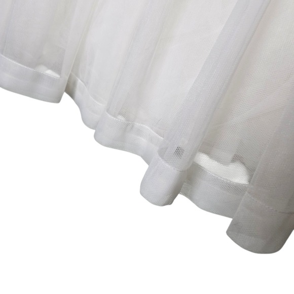 Lilith White Tulle Skirt L Midi Tie Zip Waist A Line Layered Party Wedding Guest - Picture 11 of 16